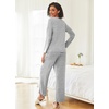 image:imageEkouaer Womens Pajama Sets Button Up Long Sleeve Pjs Soft Lounge Set 2 Piece Sleepwear with PocketsLight Grey