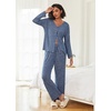 image:imageEkouaer Womens Pajama Sets Button Up Long Sleeve Pjs Soft Lounge Set 2 Piece Sleepwear with PocketsNavy