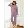 image:imageEkouaer Womens Pajama Sets Button Up Long Sleeve Pjs Soft Lounge Set 2 Piece Sleepwear with PocketsPink