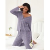image:imageEkouaer Womens Pajama Sets Button Up Long Sleeve Pjs Soft Lounge Set 2 Piece Sleepwear with PocketsPurple