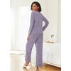 image:imageEkouaer Womens Pajama Sets Button Up Long Sleeve Pjs Soft Lounge Set 2 Piece Sleepwear with PocketsPurple