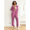 image:imageEkouaer Womens Pajama Sets Button Up Long Sleeve Pjs Soft Lounge Set 2 Piece Sleepwear with PocketsRose Red