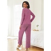 image:imageEkouaer Womens Pajama Sets Button Up Long Sleeve Pjs Soft Lounge Set 2 Piece Sleepwear with PocketsRose Red