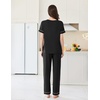 image:imageEkouaer Womens Pajama Sets Short Sleeve Top and Pants 2 Piece Pjs Soft Sleepwear Comfy Lounge Set SXXLBlack