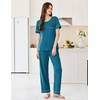 image:imageEkouaer Womens Pajama Sets Short Sleeve Top and Pants 2 Piece Pjs Soft Sleepwear Comfy Lounge Set SXXLBlue Green