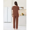 image:imageEkouaer Womens Pajama Sets Short Sleeve Top and Pants 2 Piece Pjs Soft Sleepwear Comfy Lounge Set SXXLBrown