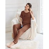 image:imageEkouaer Womens Pajama Sets Short Sleeve Top and Pants 2 Piece Pjs Soft Sleepwear Comfy Lounge Set SXXLBrown