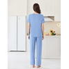 image:imageEkouaer Womens Pajama Sets Short Sleeve Top and Pants 2 Piece Pjs Soft Sleepwear Comfy Lounge Set SXXLClear Blue