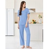 image:imageEkouaer Womens Pajama Sets Short Sleeve Top and Pants 2 Piece Pjs Soft Sleepwear Comfy Lounge Set SXXLClear Blue