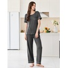 image:imageEkouaer Womens Pajama Sets Short Sleeve Top and Pants 2 Piece Pjs Soft Sleepwear Comfy Lounge Set SXXLDark Gray