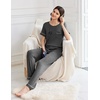 image:imageEkouaer Womens Pajama Sets Short Sleeve Top and Pants 2 Piece Pjs Soft Sleepwear Comfy Lounge Set SXXLDark Gray