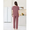 image:imageEkouaer Womens Pajama Sets Short Sleeve Top and Pants 2 Piece Pjs Soft Sleepwear Comfy Lounge Set SXXLDark Pink