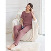 image:imageEkouaer Womens Pajama Sets Short Sleeve Top and Pants 2 Piece Pjs Soft Sleepwear Comfy Lounge Set SXXLDark Pink