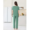 image:imageEkouaer Womens Pajama Sets Short Sleeve Top and Pants 2 Piece Pjs Soft Sleepwear Comfy Lounge Set SXXLGreen