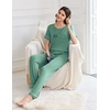 image:imageEkouaer Womens Pajama Sets Short Sleeve Top and Pants 2 Piece Pjs Soft Sleepwear Comfy Lounge Set SXXLGreen