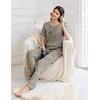 image:imageEkouaer Womens Pajama Sets Short Sleeve Top and Pants 2 Piece Pjs Soft Sleepwear Comfy Lounge Set SXXLLeopard