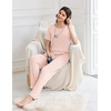 image:imageEkouaer Womens Pajama Sets Short Sleeve Top and Pants 2 Piece Pjs Soft Sleepwear Comfy Lounge Set SXXLLight Pink