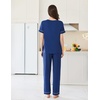 image:imageEkouaer Womens Pajama Sets Short Sleeve Top and Pants 2 Piece Pjs Soft Sleepwear Comfy Lounge Set SXXLNavy Blue