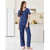 image:imageEkouaer Womens Pajama Sets Short Sleeve Top and Pants 2 Piece Pjs Soft Sleepwear Comfy Lounge Set SXXLNavy Blue Star