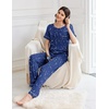 image:imageEkouaer Womens Pajama Sets Short Sleeve Top and Pants 2 Piece Pjs Soft Sleepwear Comfy Lounge Set SXXLNavy Blue Star