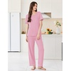 image:imageEkouaer Womens Pajama Sets Short Sleeve Top and Pants 2 Piece Pjs Soft Sleepwear Comfy Lounge Set SXXLPink