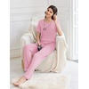 image:imageEkouaer Womens Pajama Sets Short Sleeve Top and Pants 2 Piece Pjs Soft Sleepwear Comfy Lounge Set SXXLPink