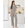 image:imageEkouaer Womens Pajama Sets Short Sleeve Top and Pants 2 Piece Pjs Soft Sleepwear Comfy Lounge Set SXXLWhite Leopard