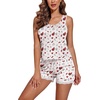 image:imageEkouaer Womens Pajama Sets Sleeveless Tank Top and Shorts Pj Set Lace Hem Sleepwear SXXXLBeige Heart