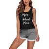 image:imageEkouaer Womens Pajama Sets Sleeveless Tank Top and Shorts Pj Set Lace Hem Sleepwear SXXXLBlack