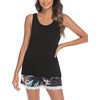 image:imageEkouaer Womens Pajama Sets Sleeveless Tank Top and Shorts Pj Set Lace Hem Sleepwear SXXXLBlack Leaf