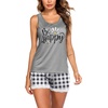 image:imageEkouaer Womens Pajama Sets Sleeveless Tank Top and Shorts Pj Set Lace Hem Sleepwear SXXXLBlack White Plaid