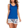 image:imageEkouaer Womens Pajama Sets Sleeveless Tank Top and Shorts Pj Set Lace Hem Sleepwear SXXXLBlue Floral