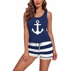 image:imageEkouaer Womens Pajama Sets Sleeveless Tank Top and Shorts Pj Set Lace Hem Sleepwear SXXXLBlue Strip