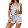 image:imageEkouaer Womens Pajama Sets Sleeveless Tank Top and Shorts Pj Set Lace Hem Sleepwear SXXXLCoffee Cup