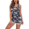 image:imageEkouaer Womens Pajama Sets Sleeveless Tank Top and Shorts Pj Set Lace Hem Sleepwear SXXXLDary Grey Floral