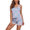 image:imageEkouaer Womens Pajama Sets Sleeveless Tank Top and Shorts Pj Set Lace Hem Sleepwear SXXXLFloral Blue