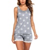 image:imageEkouaer Womens Pajama Sets Sleeveless Tank Top and Shorts Pj Set Lace Hem Sleepwear SXXXLGray Star