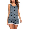 image:imageEkouaer Womens Pajama Sets Sleeveless Tank Top and Shorts Pj Set Lace Hem Sleepwear SXXXLGrey Black Star