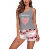 image:imageEkouaer Womens Pajama Sets Sleeveless Tank Top and Shorts Pj Set Lace Hem Sleepwear SXXXLHeart Gray