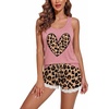 image:imageEkouaer Womens Pajama Sets Sleeveless Tank Top and Shorts Pj Set Lace Hem Sleepwear SXXXLLeopard
