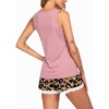 image:imageEkouaer Womens Pajama Sets Sleeveless Tank Top and Shorts Pj Set Lace Hem Sleepwear SXXXLLeopard