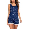 image:imageEkouaer Womens Pajama Sets Sleeveless Tank Top and Shorts Pj Set Lace Hem Sleepwear SXXXLNavy Blue Star