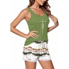 image:imageEkouaer Womens Pajama Sets Sleeveless Tank Top and Shorts Pj Set Lace Hem Sleepwear SXXXLOmbre Green