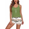 image:imageEkouaer Womens Pajama Sets Sleeveless Tank Top and Shorts Pj Set Lace Hem Sleepwear SXXXLOmbre Green