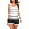 image:imageEkouaer Womens Pajama Sets Sleeveless Tank Top and Shorts Pj Set Lace Hem Sleepwear SXXXLWhite Black Stripe