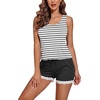 image:imageEkouaer Womens Pajama Sets Sleeveless Tank Top and Shorts Pj Set Lace Hem Sleepwear SXXXLWhite Black Stripe