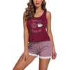 image:imageEkouaer Womens Pajama Sets Sleeveless Tank Top and Shorts Pj Set Lace Hem Sleepwear SXXXLWine Red