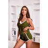 image:imageEkouaer Womens Pajama Sets Soft Lingerie Sleepwear 2 Piece Cami Shorts Set V Neck Pj Lace NightwearArmy Green