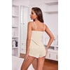 image:imageEkouaer Womens Pajama Sets Soft Lingerie Sleepwear 2 Piece Cami Shorts Set V Neck Pj Lace NightwearBeige