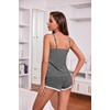 image:imageEkouaer Womens Pajama Sets Soft Lingerie Sleepwear 2 Piece Cami Shorts Set V Neck Pj Lace NightwearDark Grey